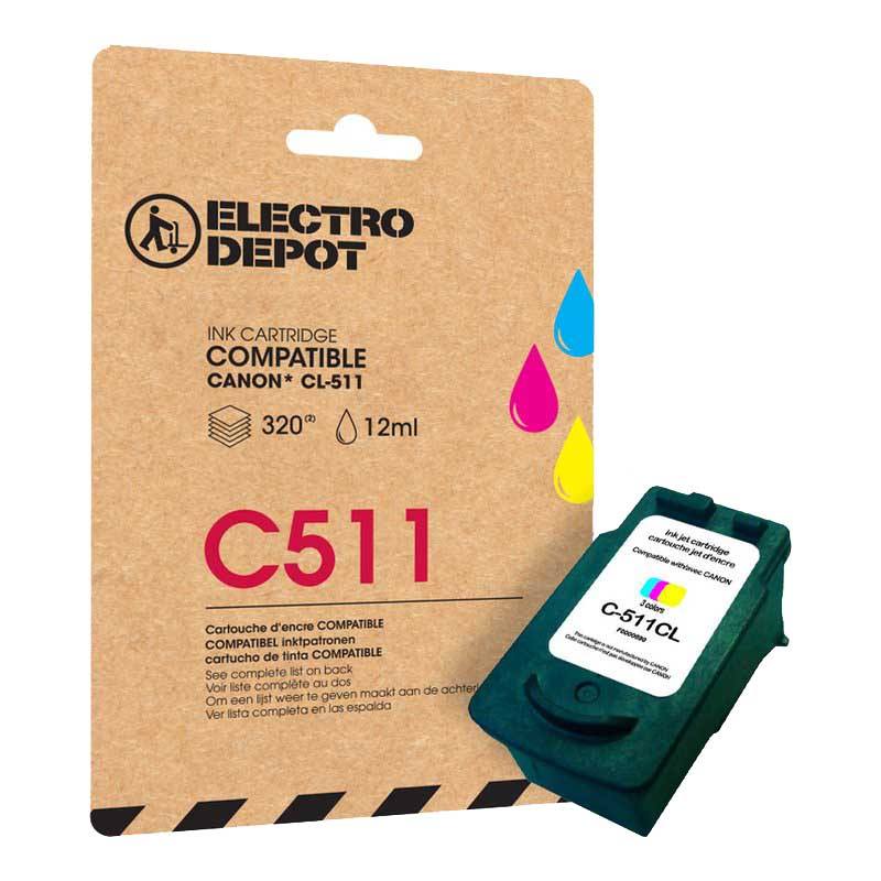 Cartouche D'encre Electro Depot Compatible Canon C 511 3 Couleurs Bon état -  reconditionné disponible sur Electro Depot